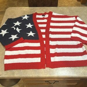 Women’s timing flag cardigan sweater size large